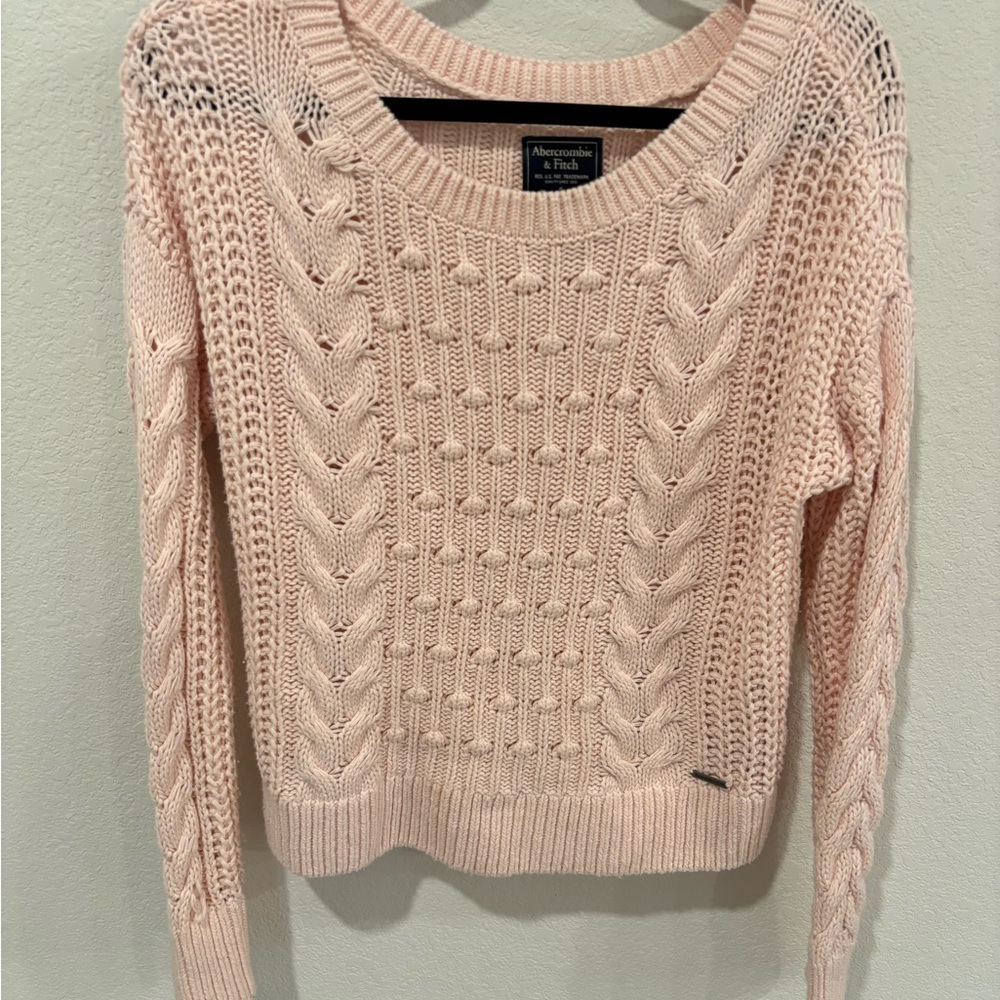 Abercrombie & Fitch Light Pink Cable Knit Sweater